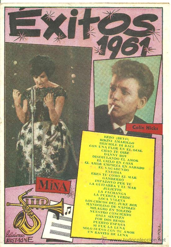 Cat&aacute;logos de M&uacute;sica: CANCIONERO MINA Y COLIN HICKS EXITOS 1961 @ COMO NUEVO