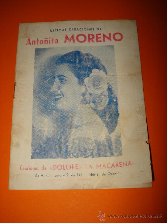Catalogues de Musique: Antiguo Cancionero Ultimas Creaciones de ANTO&Ntilde;ITA MORENO  del a&ntilde;o 1953
