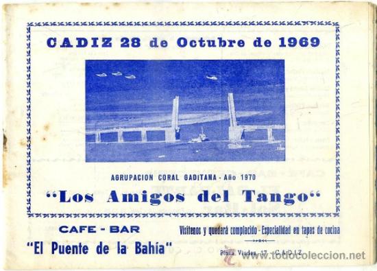 Cat&aacute;logos de M&uacute;sica: LOS AMIGOS DEL TANGO. AGRUPACION CORAL GADITANA A&Ntilde;O 1969   A-C-1173