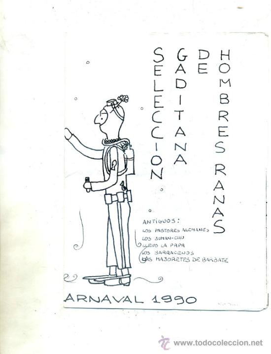 Cat&aacute;logos de M&uacute;sica: SECCION GADITANA DE HOMBRES RANAS. CHIRIGOTA CALLEJERA . CARNAVAL 1990 A-C-1190