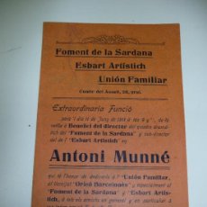 Catálogos de Música: ANTIGUO PAPEL DEL FOMENT DE LA SARDANA. Lote 36858436