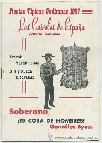 Cat&aacute;logos de M&uacute;sica: CARNAVAL DE CADIZ 1967 - CORO LOS CAIRELES DE ESPA&Ntilde;A    A-C-0957