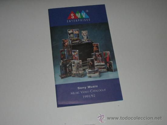 Cat&aacute;logos de M&uacute;sica: Cat&aacute;logo Music V&iacute;deo (Sony Music) 1991/92 (20 p&aacute;gs con p&oacute;rtadas, datos,...+ 70 grupos)
