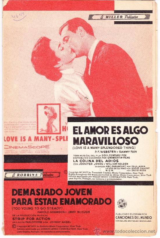 Cat&aacute;logos de M&uacute;sica: CANCIONES DEL MUNDO EL AMOR ES ALGO MARAVILLOSO----DEMASIADO JOVEN PARA ESTAR ENEMORADO