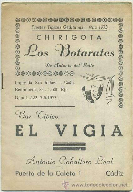 Cat&aacute;logos de M&uacute;sica: FIESTAS TIPICAS GADITANAS 1973. CHIRIGOTA LOS BOTARATES A-C-1271,5