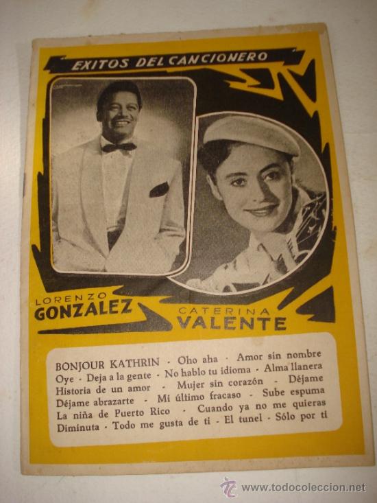 Cat&aacute;logos de m&uacute;sica: Antiguo Cancionero * EXITOS DEL CANCIONERO* con LORENZO GONZALEZ y CATERINA VALENTE . A&ntilde;o 1950s.