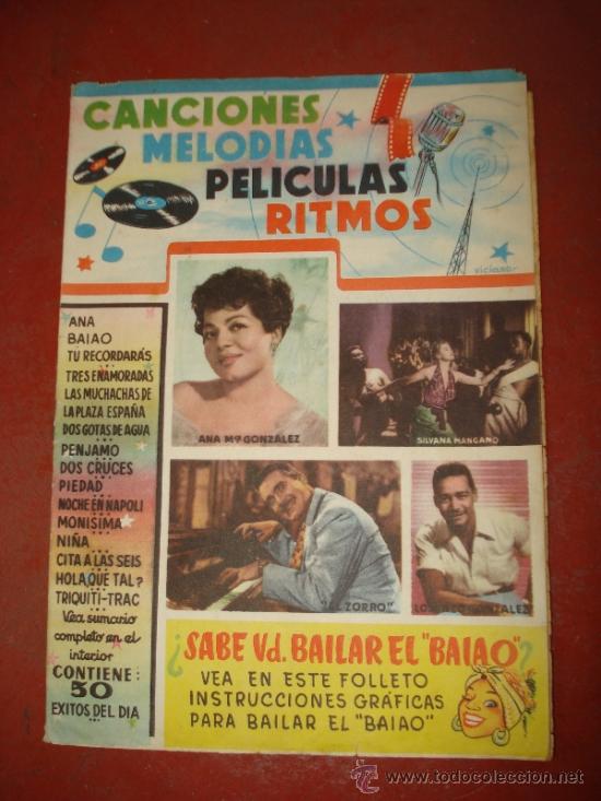 Cat&aacute;logos de m&uacute;sica: Antiguo Cancionero *CANCIONES MELODIAS PELICULAS RITMOS* con ANA M&ordf; GONALEZ . A&ntilde;o 1950s.