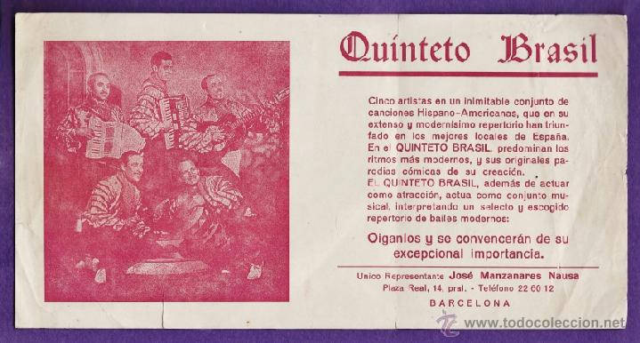 Cat&aacute;logos de M&uacute;sica: folleto - publicidad artistica musical - quinteto brasil - musica hispano-americana - a&ntilde;os 40