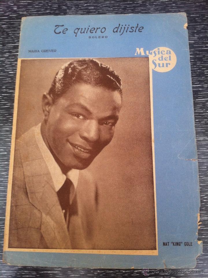 Cat&aacute;logos de M&uacute;sica: Antiguo cancionero partitura de los a&ntilde;os 50 de Nat King Cole-Te quiero Dijiste. Musica del sur