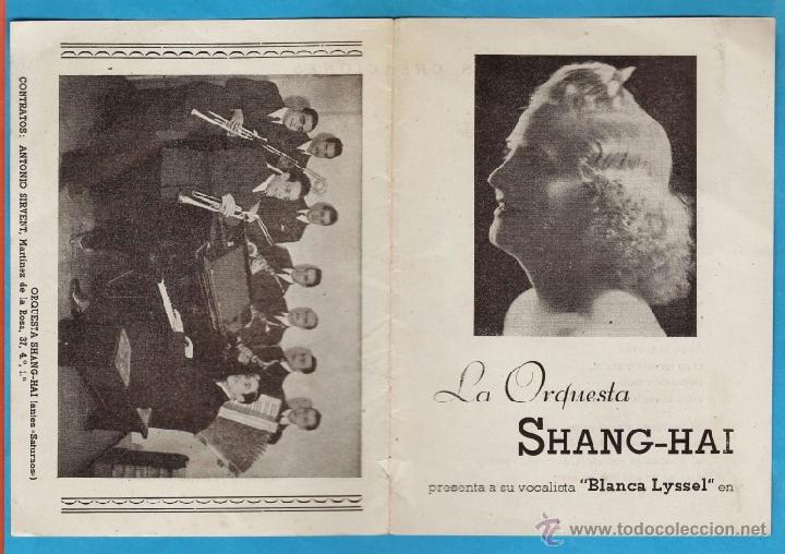 Cat&aacute;logos de M&uacute;sica: folleto - orquesta shang-hai presenta su vocalista blanca lyssel - con 2 canciones - a&ntilde;os 40