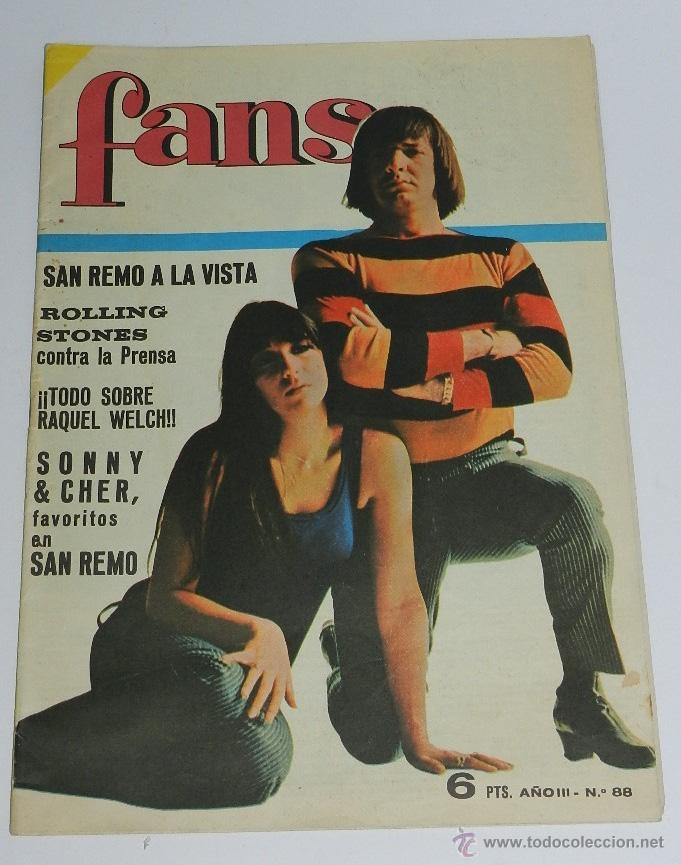 Cat&aacute;logos de M&uacute;sica: REVISTA FANS N&ordm; 88, ED. BRUGUERA, LOS ROLLING STONES - CHER Y SONNY - RACHEL WELCH, POSTER DE ALEX M