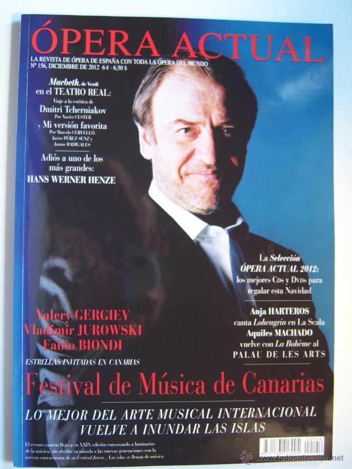 Cat&aacute;logos de M&uacute;sica: Opera actual, n&ordm; 156, diciembre 2012. Tcherniakov, Hans Werner Henze