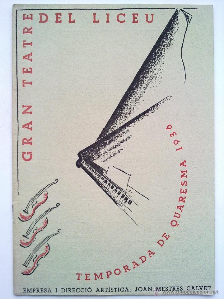 Catalogues de Musique: PROGRAMA, GRAN TEATRE DEL LICEU, KNAPPERTBUSCH, BARCELONA 1936, PUBLI. MERCEDES-BENZ, WESTINGHOUSE