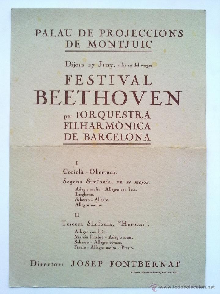 Cat&aacute;logos de M&uacute;sica: PROGRAMA, PALAU PROJECCIONS MONTJUC, FESTIVAL BEETHOVEN, L'ORQUESTRA FILHARMONICA DE BARCELONA