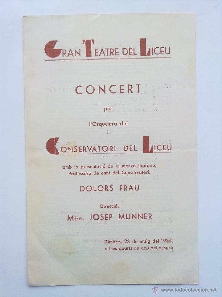 Cat&aacute;logos de m&uacute;sica: PROGRAMA, GRAN TEATRE DEL LICEU 1935 - Foto 1
