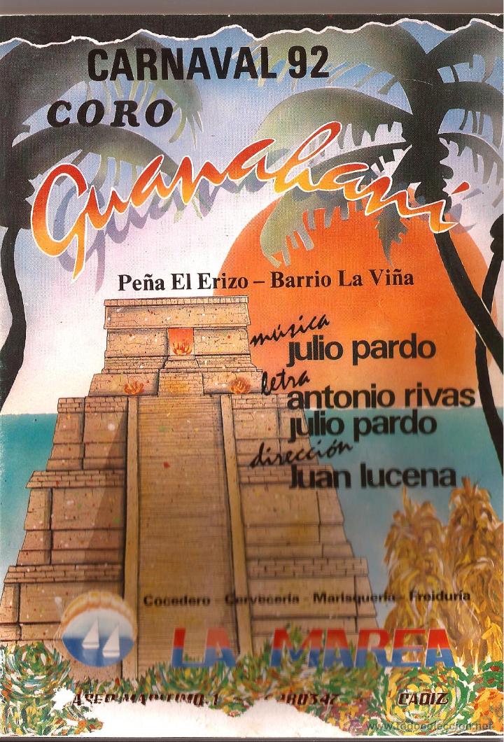 Cat&aacute;logos de M&uacute;sica: CARNAVAL DE CADIZ 1992 CORO GUANAHANI