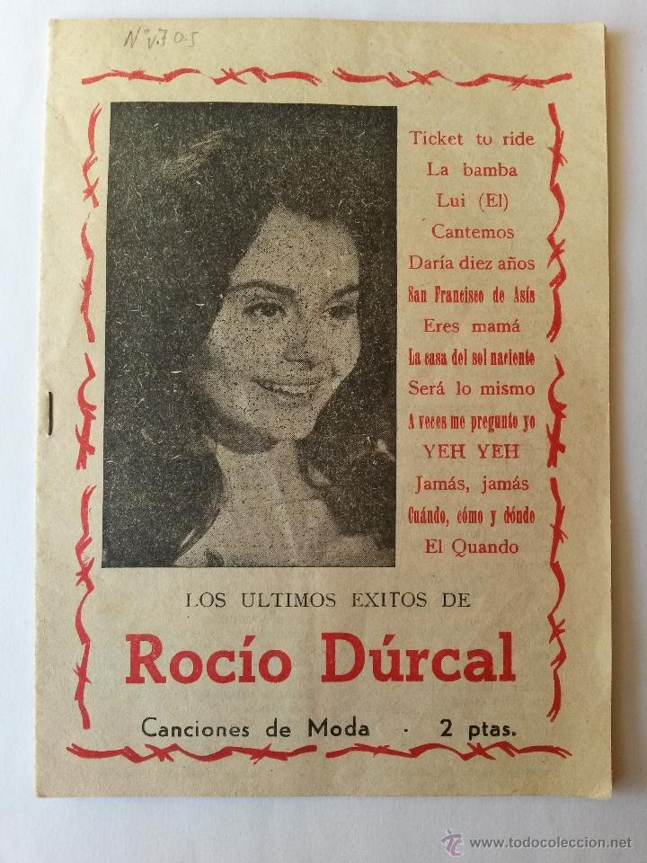 Cat&aacute;logos de M&uacute;sica: Cancionero de rocio durcal de 16 paginas de 16,8 x 12,3 cms