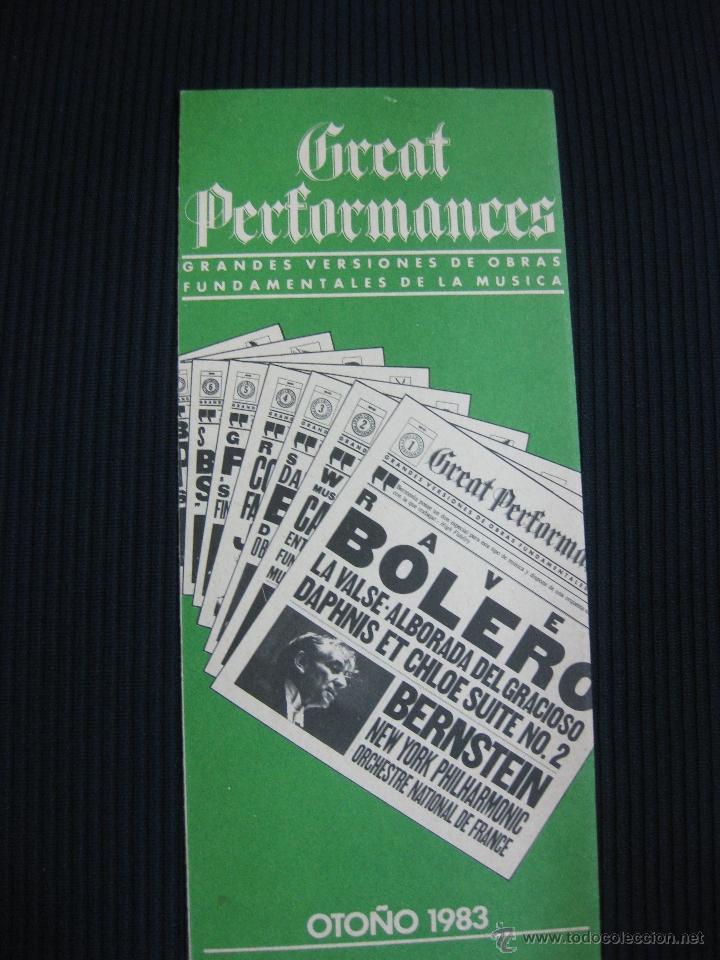 Cat&aacute;logos de m&uacute;sica: GREAT PERFOMANCES CBS OTO&Ntilde;O 1983. - Foto 1