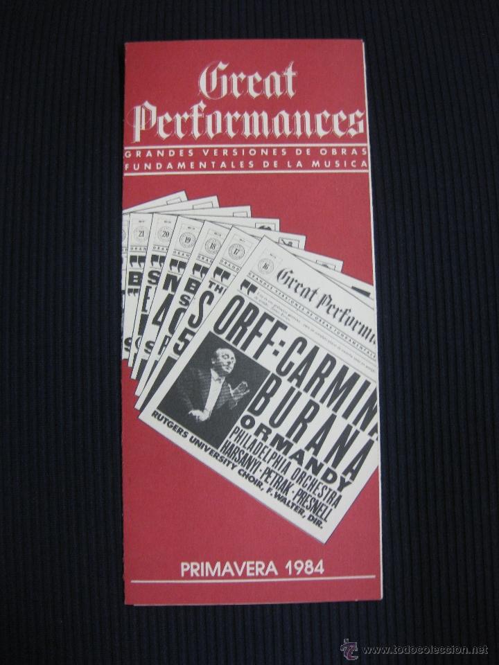 Cat&aacute;logos de m&uacute;sica: GREAT PERFOMANCES CBS PRIMAVERA 1984. - Foto 1