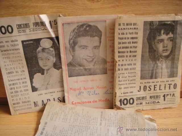 Cat&aacute;logos de M&uacute;sica: lote de cancioneros - joselito , acebes mejias . marisol