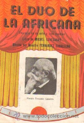 Cat&aacute;logos de M&uacute;sica: EL DUO DE LA AFRICANA. M&Uacute;SICA DEL MAESTRO FERNANDEZ CABALLERO.   A-MU-547