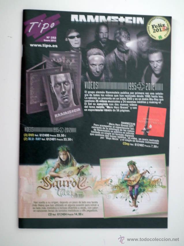 Cat&aacute;logos de m&uacute;sica: CATALOGO TIPO - N&ordm; 252 - ENERO 2013 RAMMSTEIN - SAUROM - Foto 1