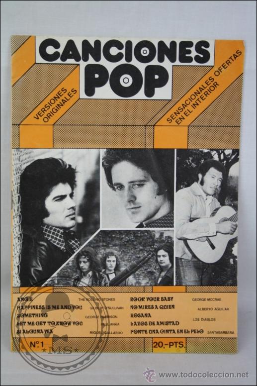 Catalogues de Musique: Cancionero Canciones Pop - N&ordm; 1 - Versiones Originales - Angie, Something, Rosana, etc.