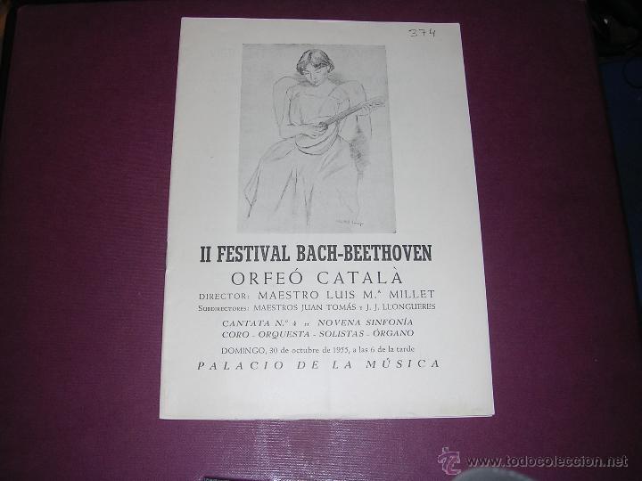 Cat&aacute;logos de M&uacute;sica: PROGRAMA II FESTIVAL BACH-BEETHOVEN ORFEO CATALA PALACIO DE LA MUSICA DIREC. LUIS M&ordf; MILLET 30 OCTUB