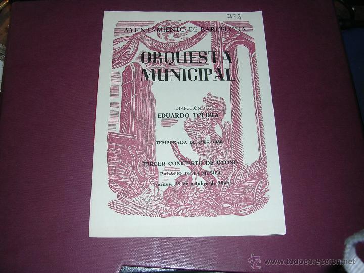 Catalogues de Musique: PROGRAMA ORQUESTA MUNICIPAL DE BARCELONA PALACIO DE LA MUSICA TEMPORADA 1955-56 TERCERO CONCIERTO DE