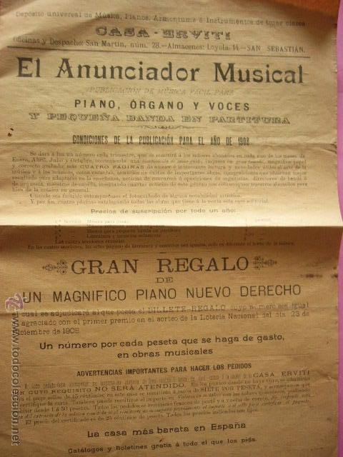 Cat&aacute;logos de M&uacute;sica: CATALOGO DIPTICO CASA ERVITI.  SAN SEBASTIAN.  MUSICA RELIGIOSA VOCAL Y SACRA.  PPCIOS. S. XX