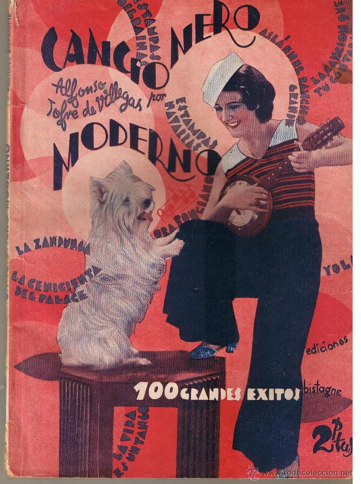 Cat&aacute;logos de M&uacute;sica: CANCIONERO MODERNO. 100 GRANDES EXITOS. EDICIONES BISTAGNE 194?. (RF.ST/C4)