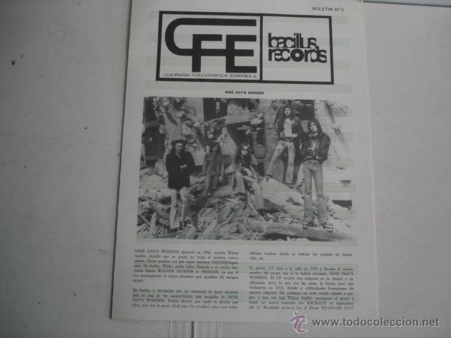 Cat&aacute;logos de m&uacute;sica: CFE / BACILLUS RECORDS BOLETIN N&ordm;2 1975