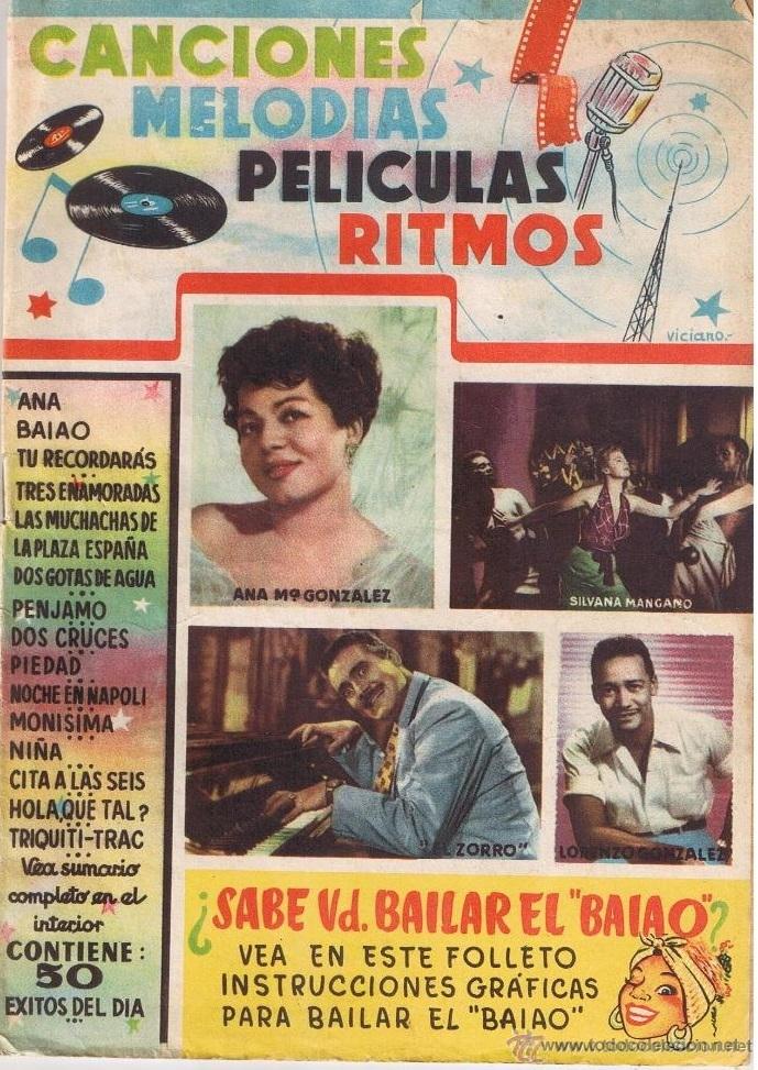 Catalogues de Musique: CANCIONERO: CANCIONES, MELODIAS, PELICULAS, RITMOS. 1953, 50 canciones bolero pasodoble etc...