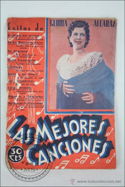 Cat&aacute;logos de M&uacute;sica: Antiguo Cancionero - Las Mejores Canciones. &Eacute;xitos de Gloria Alcaraz. N&ordm; 2 - Ed. Alas, A&ntilde;os 30