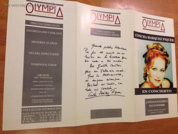 Cat&aacute;logos de M&uacute;sica: Programa concha M&aacute;rquez piquer.teatro Olympia Valencia