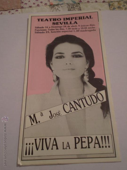 Music Catalogs: MARIA JOSE CANTUDO.VIVA LA PEPA.TEATRO IMPERIAL,SEVILLA.FOLLETO ESPECTACULO.A&Ntilde;OS 90?