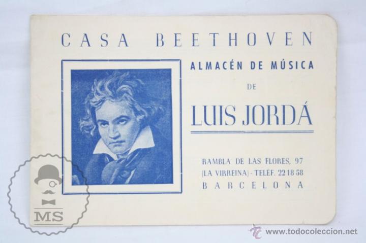 Cat&aacute;logos de M&uacute;sica: Libreta / Cuaderno Pautado - Publicidad Casa Beethoven. Almac&eacute;n de M&uacute;sica Luis Jord&aacute; - Sin Utilizar