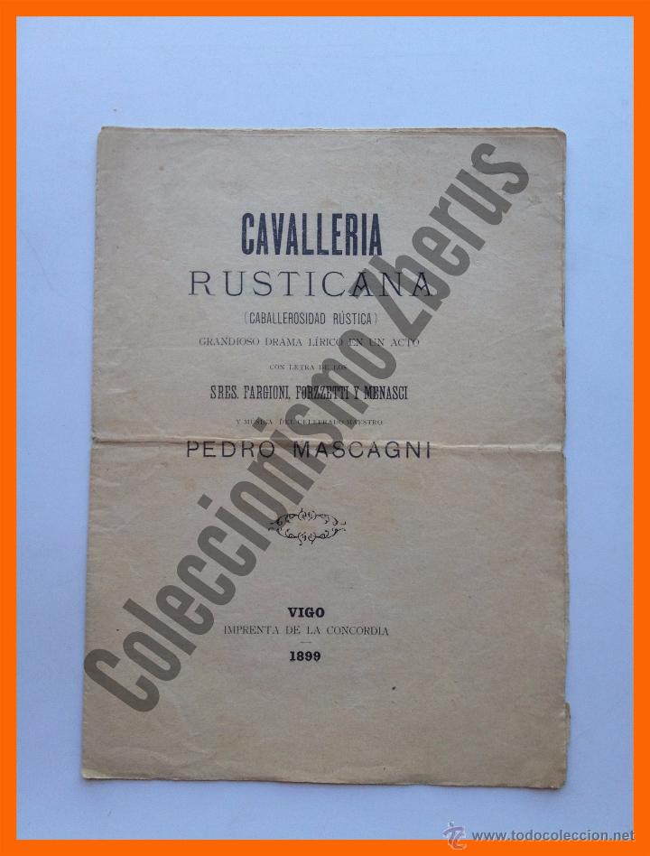 Catalogues de Musique: Cavalleria Rusticana, Argumento - P. Mascagni (1899)