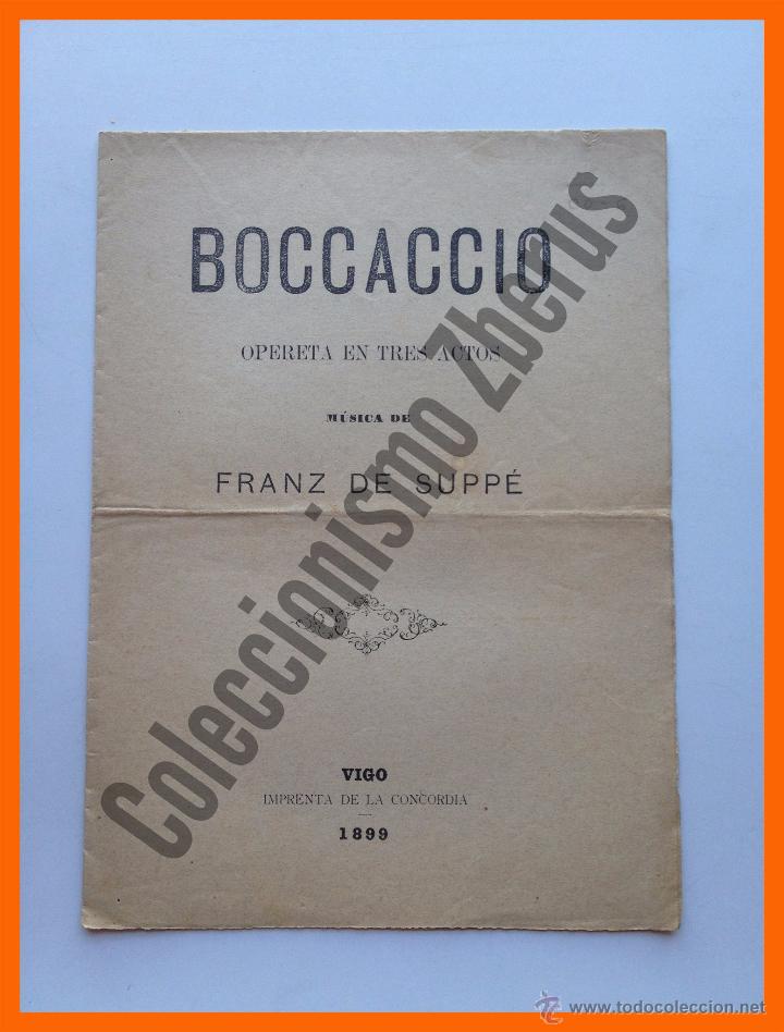 Cat&aacute;logos de M&uacute;sica: Boccaccio - Franz de Supp&eacute; - Opereta en tres actos - Argumento (1899)