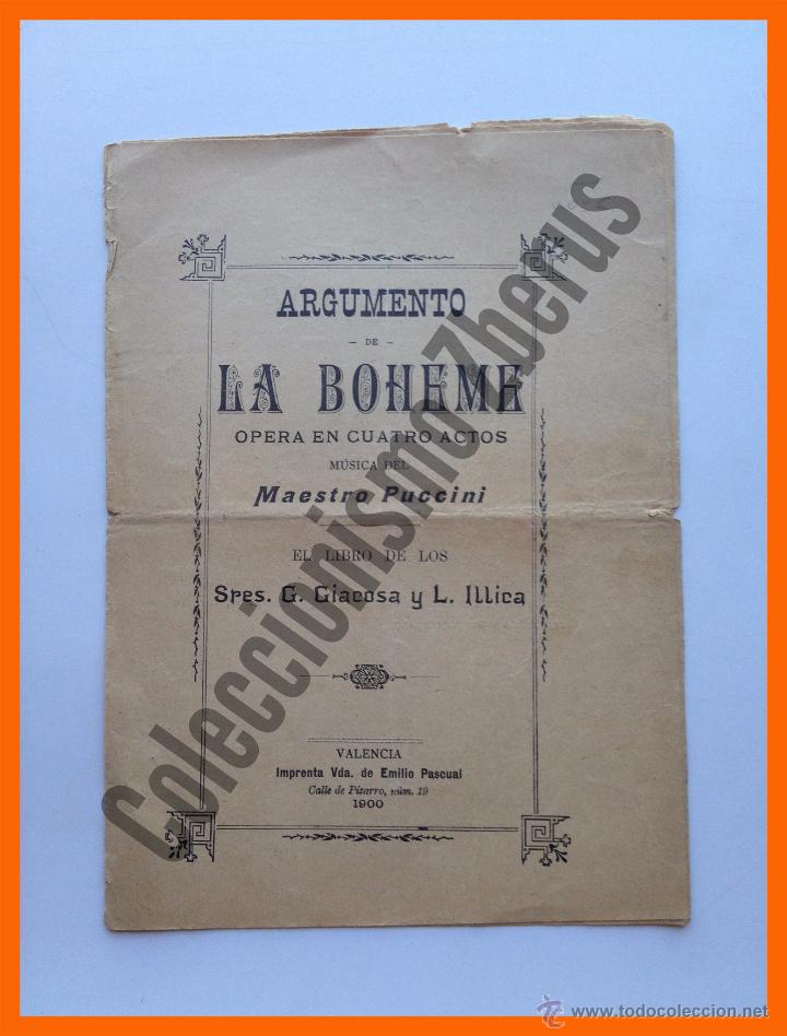 Cat&aacute;logos de M&uacute;sica: La Boheme - Giaccomo Puccini - Argumento (1900)
