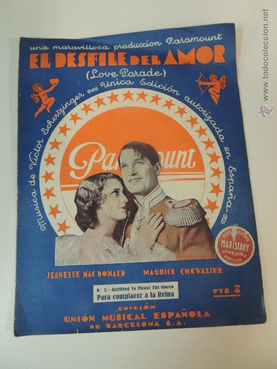 Catalogues de Musique: el desfile del amor - librito cancionero - jeanette mac donald maurice chevalier - love parade