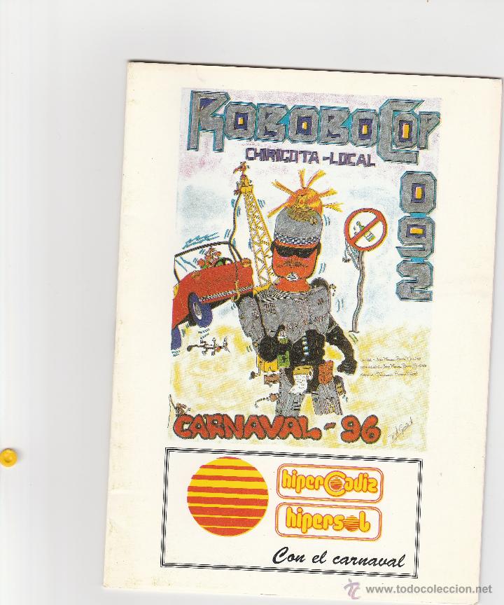 Catalogues de Musique: LIBRETO DE CARNAVAL DE CADIZ ROBOBOCOP 092 1996