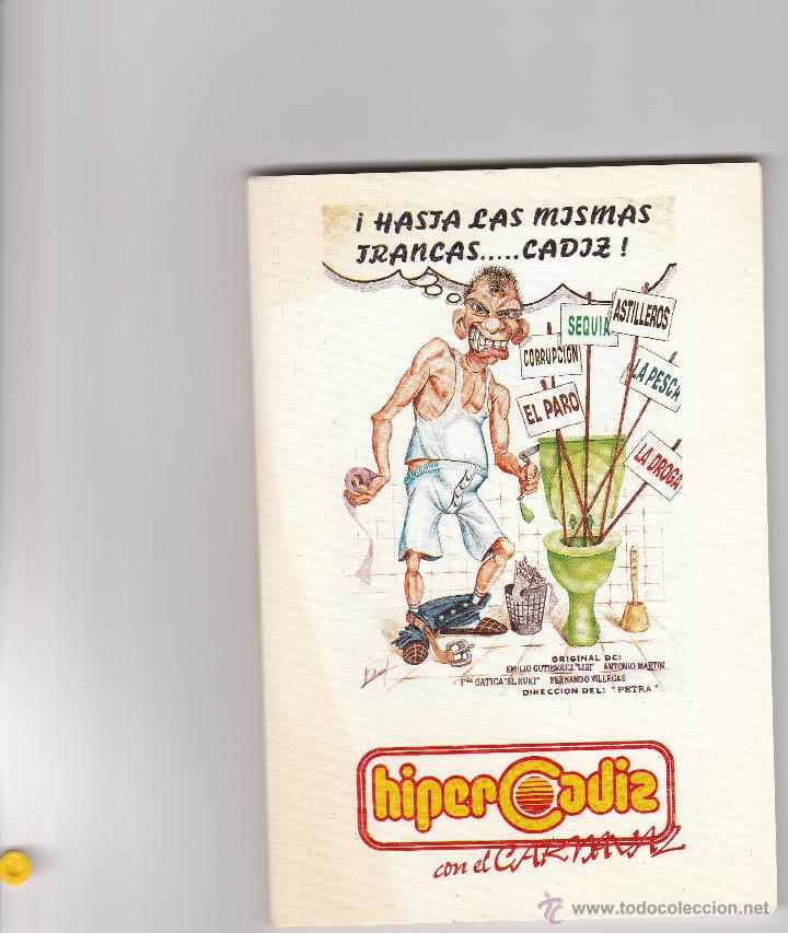 Catalogues de Musique: LIBRETO DE CARNAVAL DE CADIZ HASTA LAS MISMAS TRANCAS 1996
