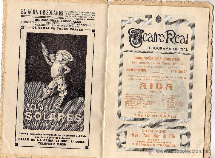 Cat&aacute;logos de M&uacute;sica: Teatro Real Programa oficial Temporada de 1917 Aida: Gagliardi, Anitus, Piovella, Bonaplata.