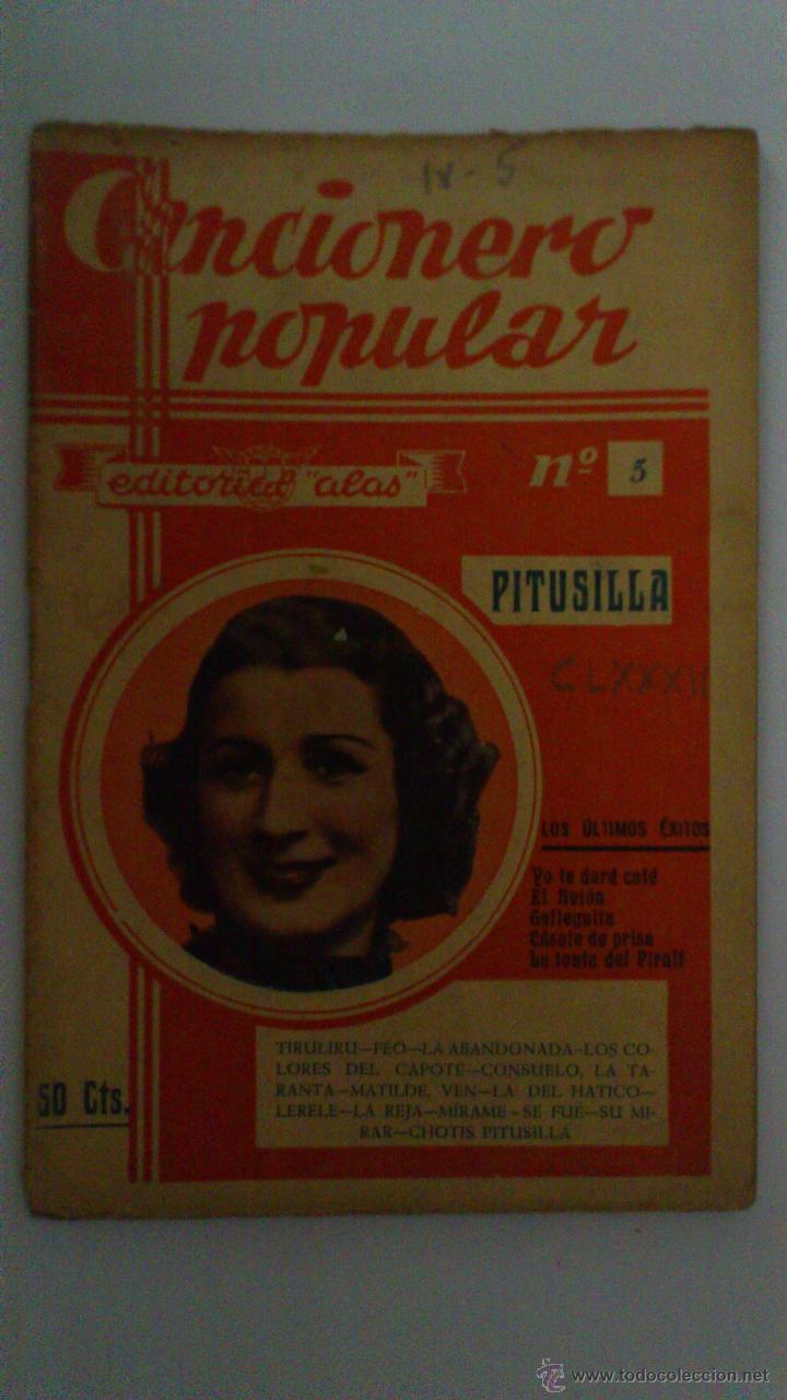 Catalogues de Musique: CANCIONERO POPULAR, N&ordm; 5, PITUSILLA, EDITORIAL ALAS