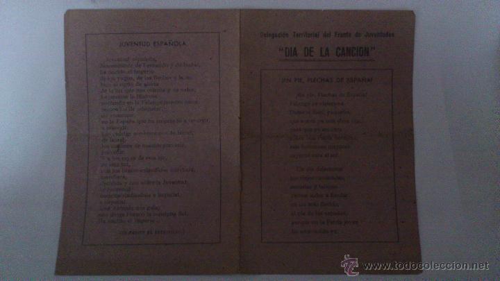 Catalogues de Musique: DIA DE LA CANCION, DELEGACION TERRITORIAL DEL FRENTE DE JUVENTUDES