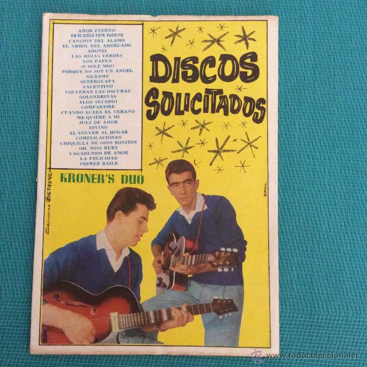 Catalogues de Musique: CANCIONERO KRONER'S DUO Discos solicitados BISTAGNE 1963 @ NUEVO