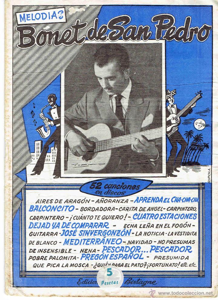 Catalogues de Musique: CANCIONERO DE BONET DE SAN PEDRO MELODIAS REPERTORIO EDICIONES COLUMBIA @ EDICIONES BISTAGNE @