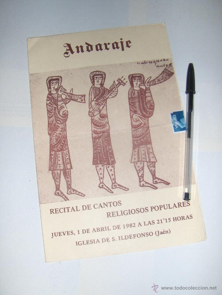 Cat&aacute;logos de M&uacute;sica: ANDARAJE, RECITAL DE CANTOS RELIGIOSOS POPULARES. IGLESIA DE SAN ILDEFONSO, JAEN 1982.