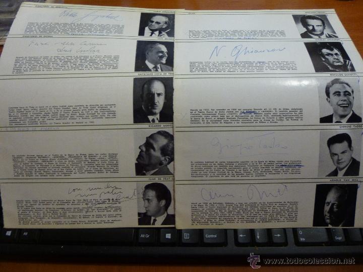 Catalogues de Musique: hojas sueltas de catalogo con firmas autografas de algunos cantantes de opera y directores